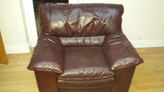 Leather armchair colour restored