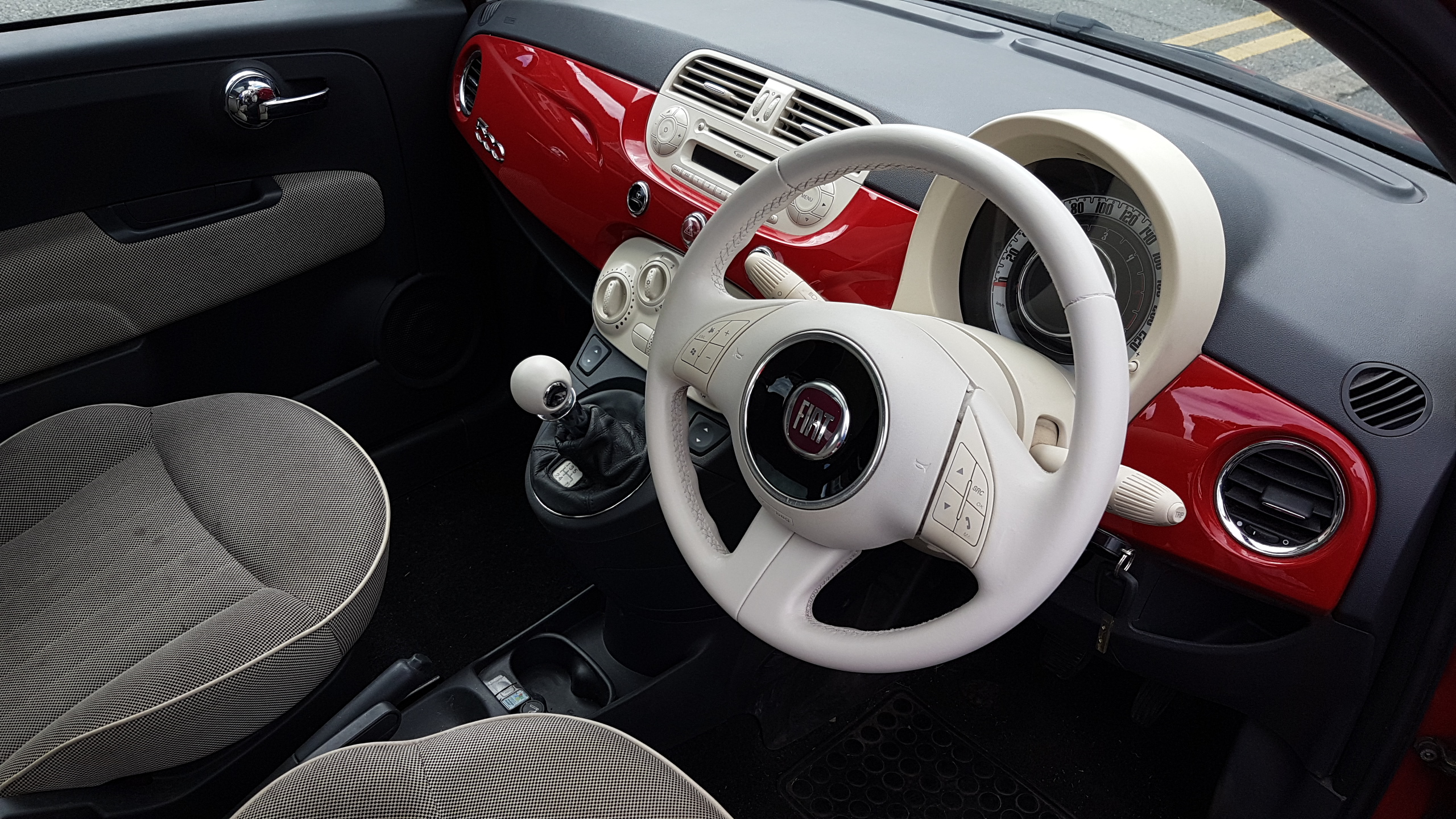 Fiat worn white steering wheel restored gear lever too