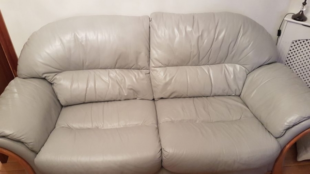 Cream leather sofa change to silver gray